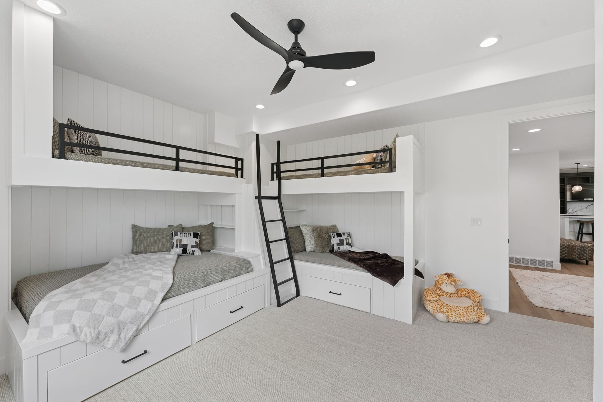 Bedroom featuring recessed lighting and a ceiling fan