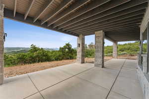 View of patio featuring a mountain view