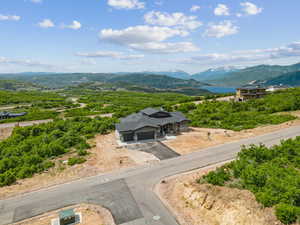 Aerial view of a mountainous background