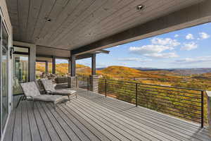 Wooden deck with a mountain view