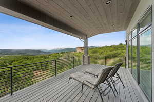 Deck featuring a mountain view