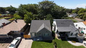 Aerial perspective of suburban area