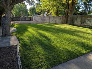 View of fenced backyard