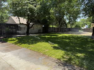 View of fenced backyard