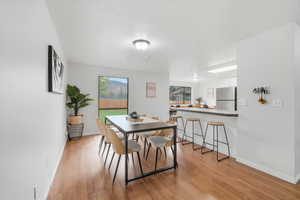 Dining room with view of kitchen