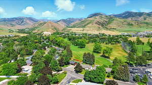 Aerial view of a mountainous background