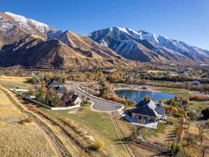 View of mountain backdrop with a nearby body of water
