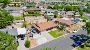 Aerial perspective of suburban area