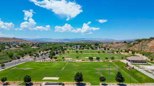 Aerial view of a mountainous background
