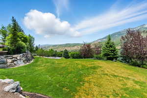 View of yard with a mountain view