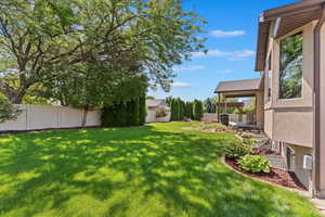View of fenced backyard