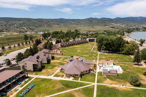 Aerial view of a mountainous background