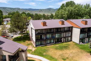 View of building exterior with a mountain view