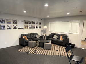 Living room with recessed lighting