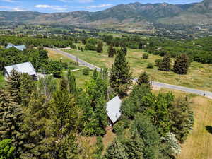 Bird's eye view of a mountain backdrop