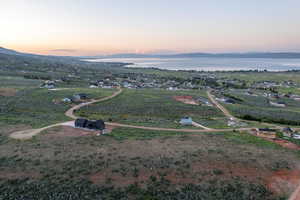 Aerial view at dusk of a mountain view
