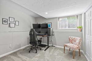 Office featuring carpet and baseboards