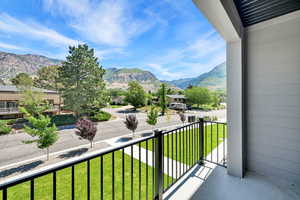 Balcony with a mountain view