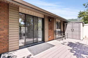 Back deck with storage shed