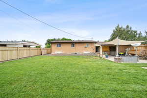 Back of house featuring a fenced backyard and a patio