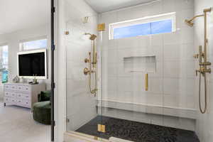 Full master bath with a stall shower