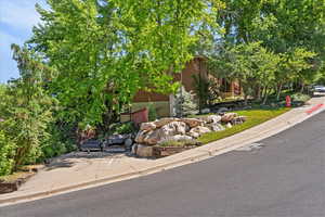 View of property hidden behind natural elements