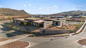 Aerial view of a mountainous background