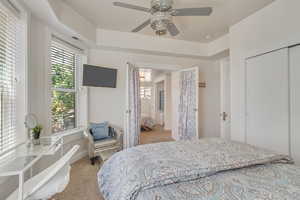 Unit B - main bedroom.  The french doors open to the other bedroom