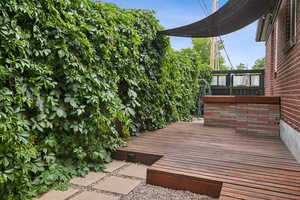View of side yard looking toward the front yard