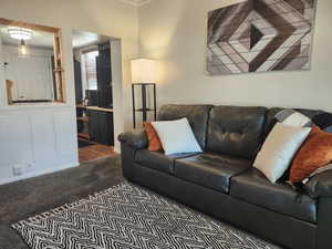 View of carpeted living area