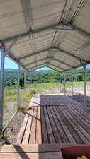 Wooden deck with a forest view