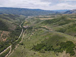 Drone / aerial view of a mountain backdrop