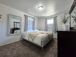 Bedroom featuring carpet