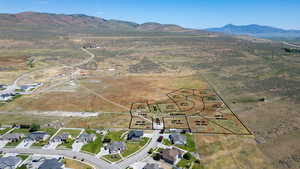 Aerial view of a mountain backdrop