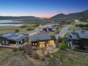 View from above of property with mountains