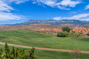 Mountain view with a golf course