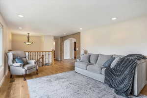Front living room looking toward entrance. Real hardwood florring