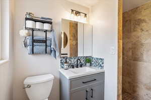 Master bath with new vanity, tile and fixtures