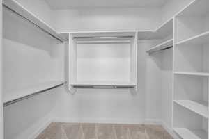 Walk in closet featuring carpet floors
