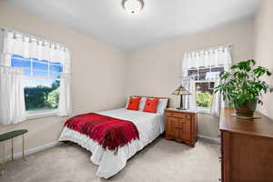 Main floor bedroom featuring a north window and west window looking to the backyard