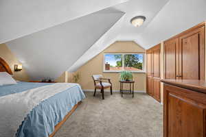 Upstairs third bedroom featuring two spacious closets and fabulous view of Lone Peak and Wasatch Mountains out of the south facing window