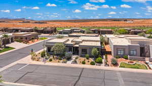 View from above of property with mountains