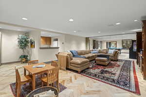 Living room featuring recessed lighting