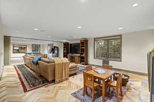 Living room featuring recessed lighting