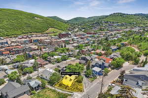 Aerial view of a mountain backdrop