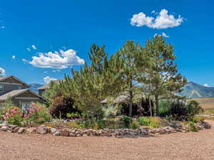 View of front of property featuring a mountain view