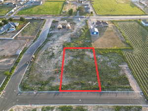 View of property location featuring farmland, rural landscape, and property boundaries highlighted