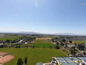Aerial view of a mountainous background