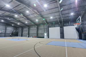 The court consists of 3 pickle ball courts 4 batting cages. And a full court basketball court. If that helps