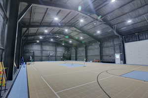 The court consists of 3 pickle ball courts 4 batting cages. And a full court basketball court. If that helps